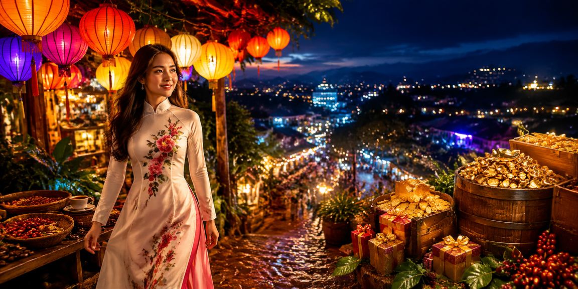 Người dùng Đà Lạt thưởng thức cà phê và trải nghiệm xsmtrt7 tiếng Việt