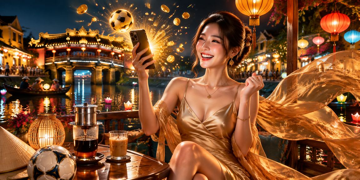 Người dùng tại Hội An xem thông tin cược bóng đá và kiểm tra ưu đãi voucher buổi sáng